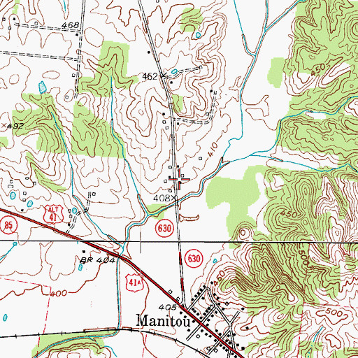Topographic Map of Manitou Volunteer Fire Department, KY