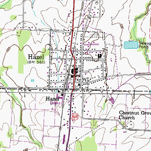 Topographic Map of Hazel Volunteer Fire Department, KY