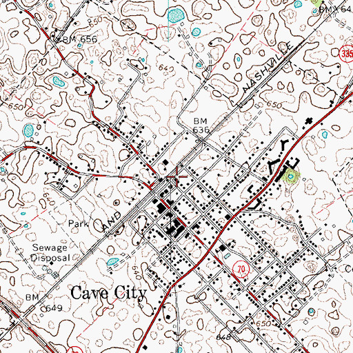 Topographic Map of Cave City Fire Department, KY