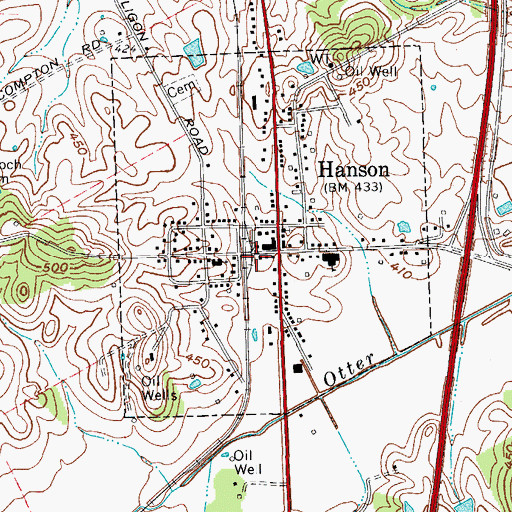 Topographic Map of Hanson Volunteer Fire Department, KY