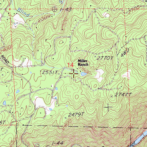 Topographic Map of Miller Ranch, CA
