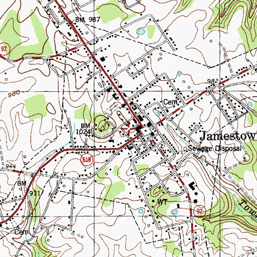 Topographic Map of Jamestown Fire Department, KY