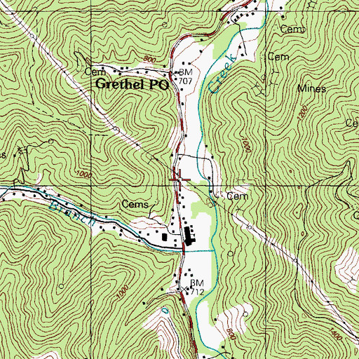 Topographic Map of Mud Creek Volunteer Fire Department, KY