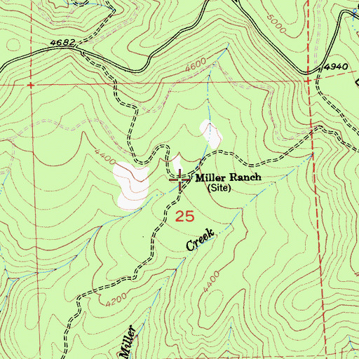 Topographic Map of Miller Ranch, CA