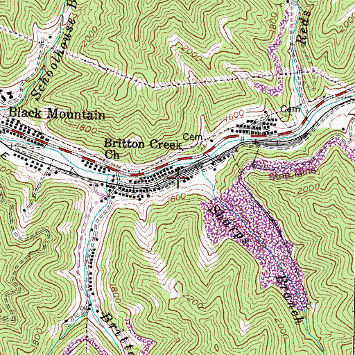 Topographic Map of Yocum Creek Fire Department, KY