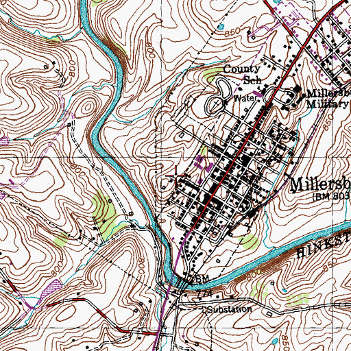 Topographic Map of Millersburg Fire and Rescue, KY