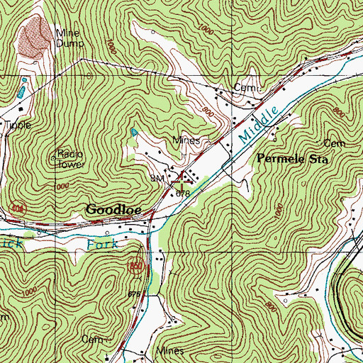 Topographic Map of David Area Volunteer Fire Department, KY