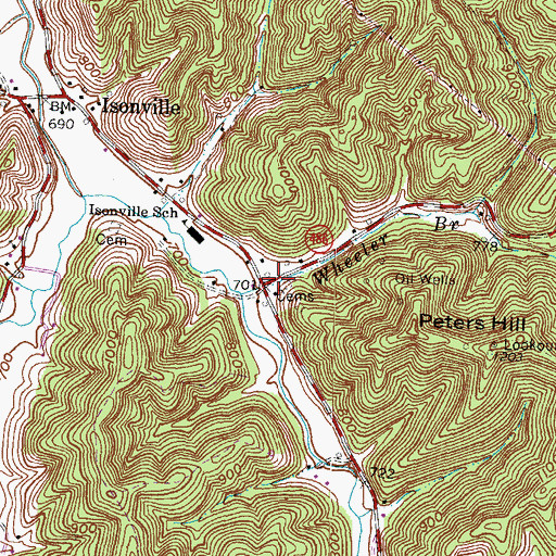 Topographic Map of Isonville Volunteer Fire Department, KY