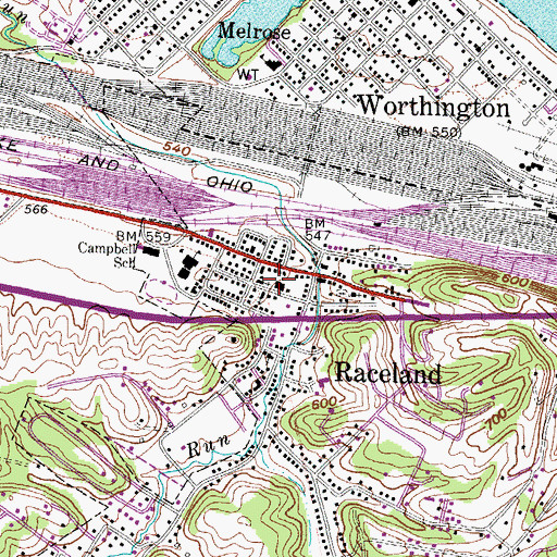 Topographic Map of Raceland Volunteer Fire Protection District, KY