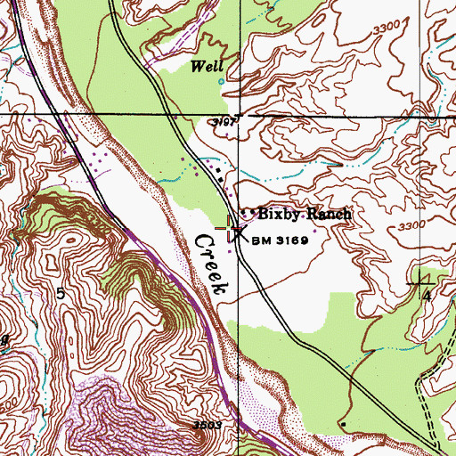 Topographic Map of Bixby Ranch, AZ