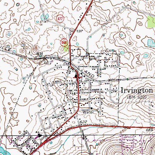 Topographic Map of Irvington Volunteer Fire Department, KY