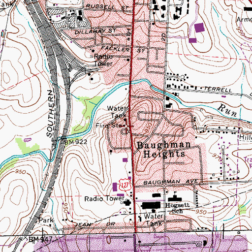 Topographic Map of Danville Fire Department Station 1, KY