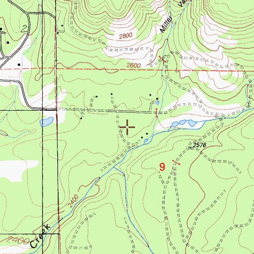 Topographic Map of Miller Valley, CA