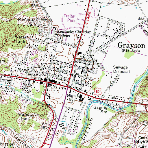 Topographic Map of Grayson Volunteer Fire Protection District, KY