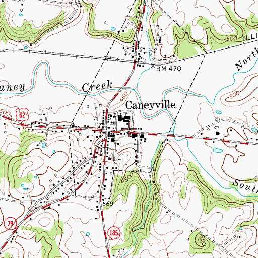 Topographic Map of Caneyville Volunteer Fire Department, KY