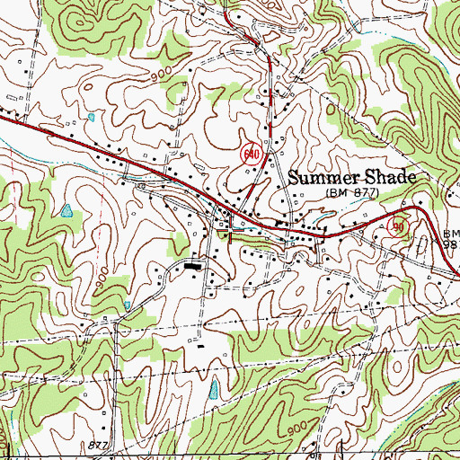 Topographic Map of Summer Shade Fire Department, KY
