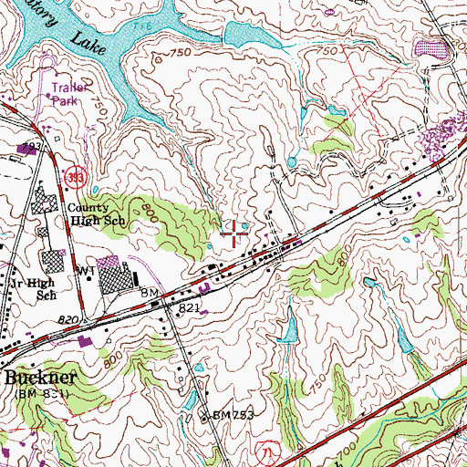 Topographic Map of La Grange Fire and Rescue Department Station 2, KY