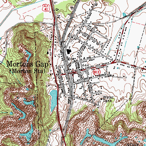 Topographic Map of Mortons Gap Fire Department, KY
