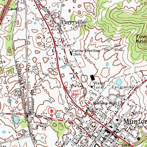 Topographic Map of Munfordville Fire and Rescue, KY