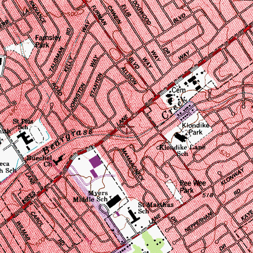 Topographic Map of Louisville Fire Department Engine 8, KY