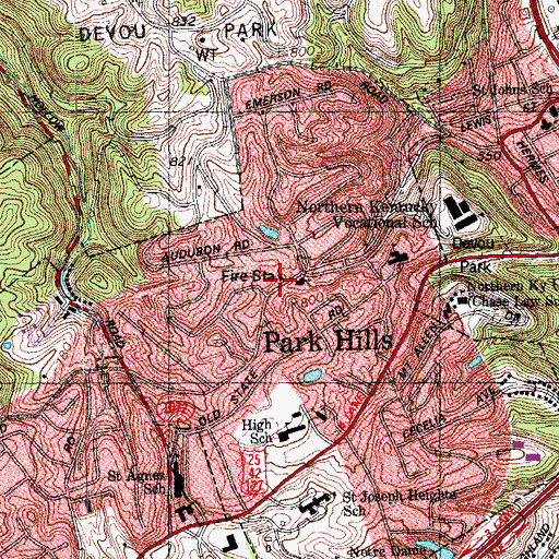 Topographic Map of Park Hills Volunteer Fire Department, KY