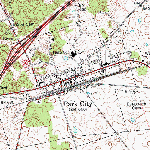 Topographic Map of Park City Fire Dept, KY