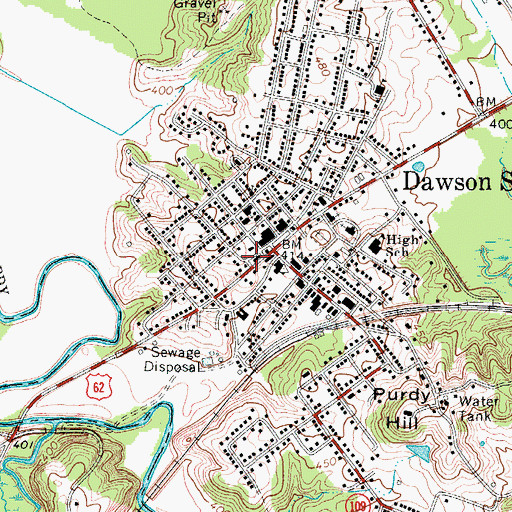 Topographic Map of Dawson Springs Volunteer Fire Department, KY