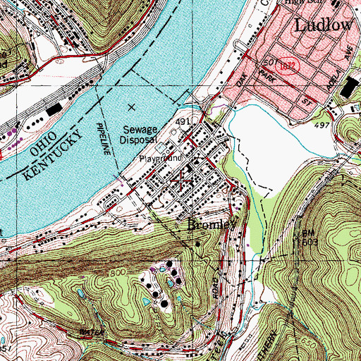 Topographic Map of Bromley Volunteer Fire Department, KY