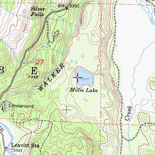 Topographic Map of Millie Lake, CA