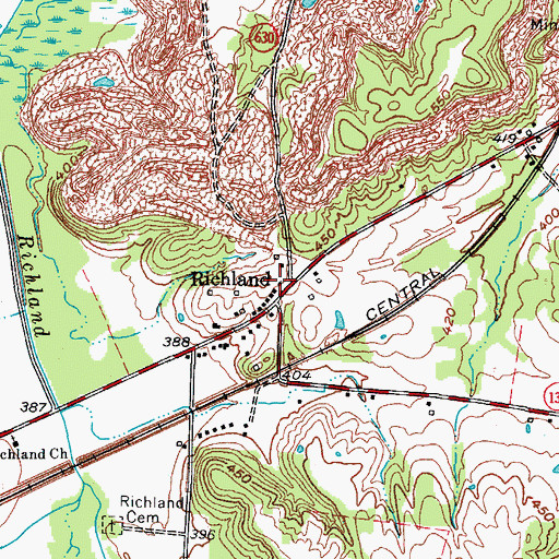 Topographic Map of Richland Fire Department, KY
