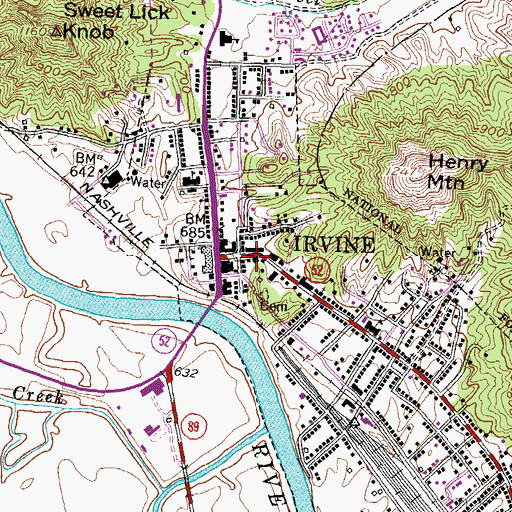 Topographic Map of Irvine Voluteer Fire Department, KY