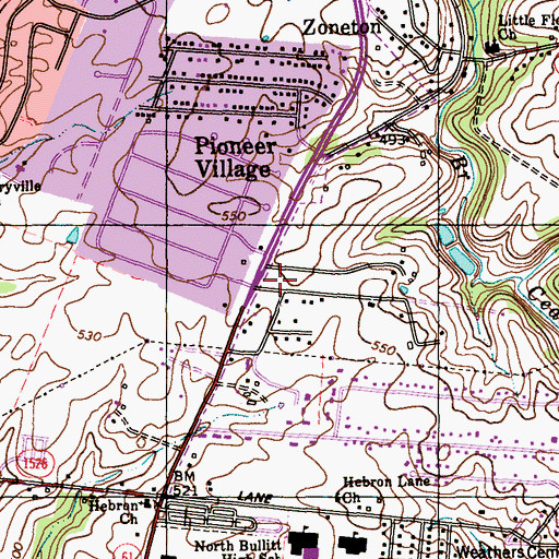 Topographic Map of Zoneton Fire Department, KY