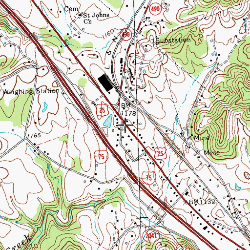 Topographic Map of East Bernstadt Fire Department, KY