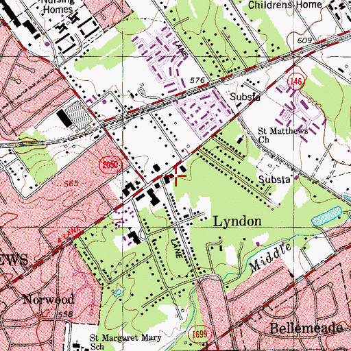 Topographic Map of Lyndon Fire Department Station 1, KY