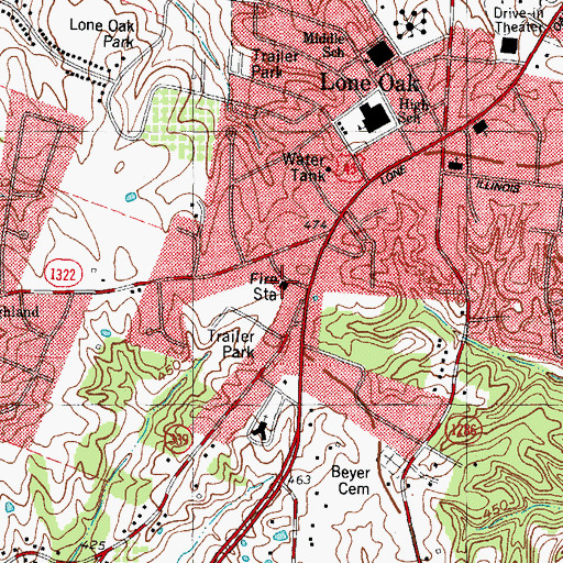 Topographic Map of Lone Oak Fire Department Station 1, KY