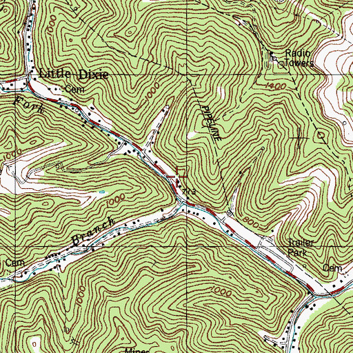 Topographic Map of Island Creek Volunteer Fire Department, KY