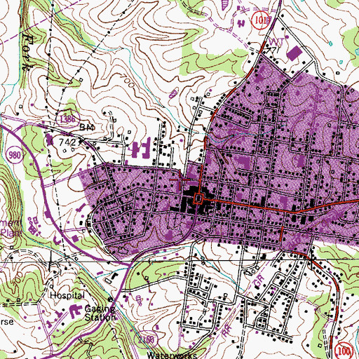 Topographic Map of Scottsville Fire Department Station 1, KY