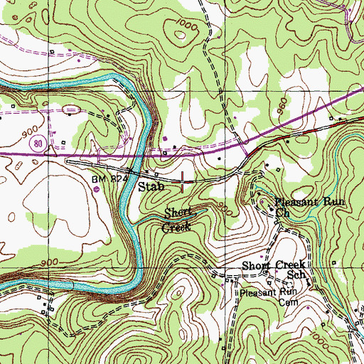 Topographic Map of Shopville - Stab Fire Department, KY