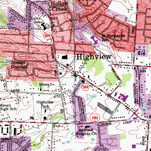 Topographic Map of Highview Fire Department Station 1, KY