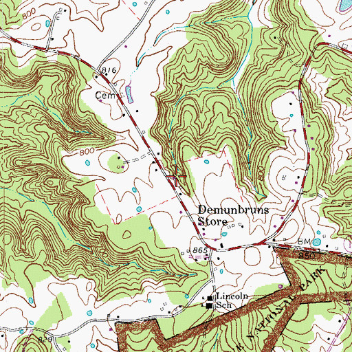 Topographic Map of Lincoln Volunteer Fire Department, KY