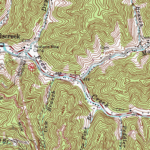 Topographic Map of Feds Creek Volunteer Fire Department, KY