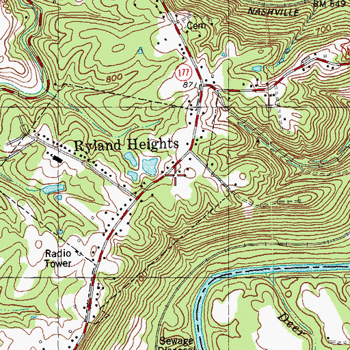 Topographic Map of Ryland Heights Volunteer Fire Protection District, KY