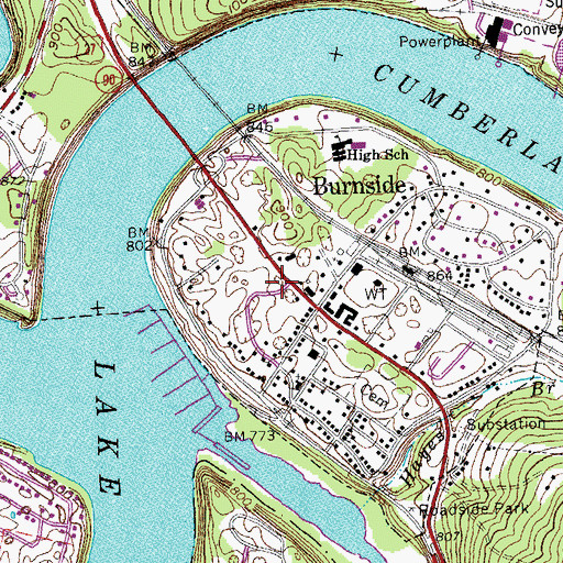 Topographic Map of Burnside Fire Department, KY