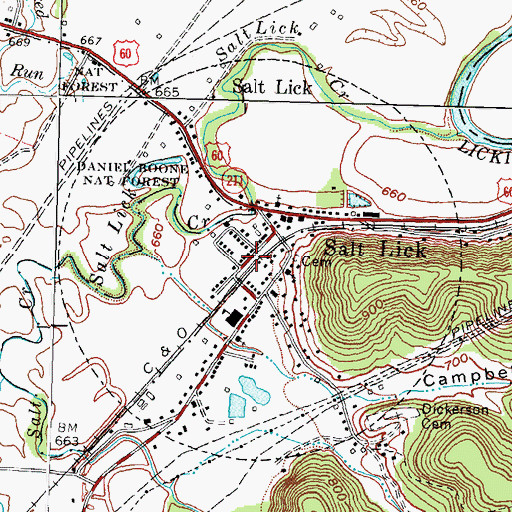 Topographic Map of Salt Lick Fire Department, KY