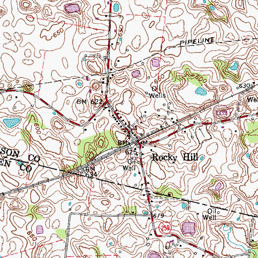Topographic Map of Rocky Hill Fire Department, KY