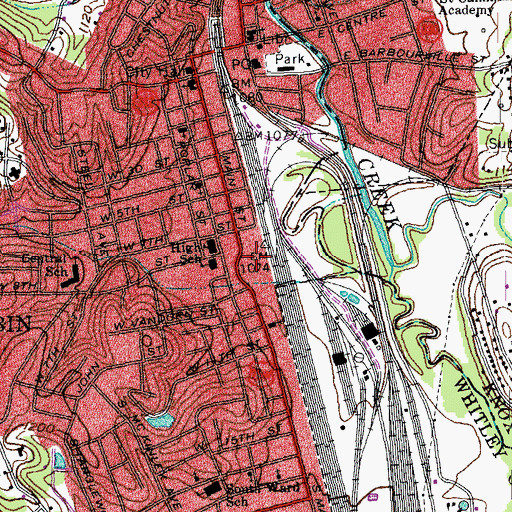 Topographic Map of Corbin Fire Department Station 1, KY
