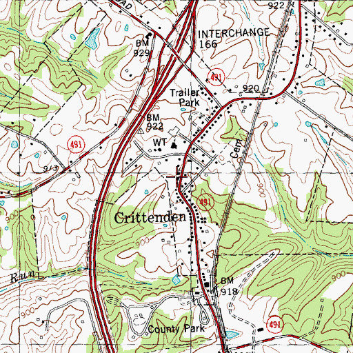 Topographic Map of Crittenden Fire Department, KY