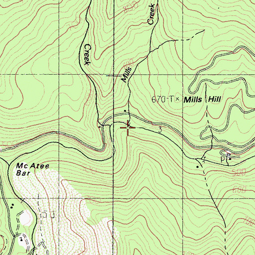 Topographic Map of Mills Creek, CA