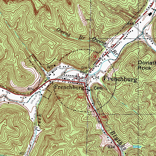 Topographic Map of Frenchburg Fire Department, KY