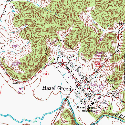 Topographic Map of Hazel Green Fire Department, KY